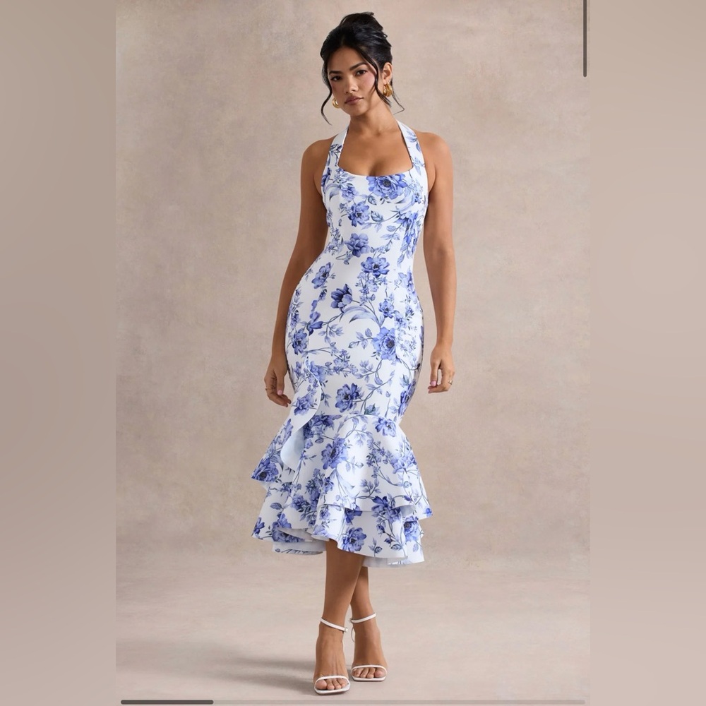 Club L London Arla blue floral dress NWT UK 8